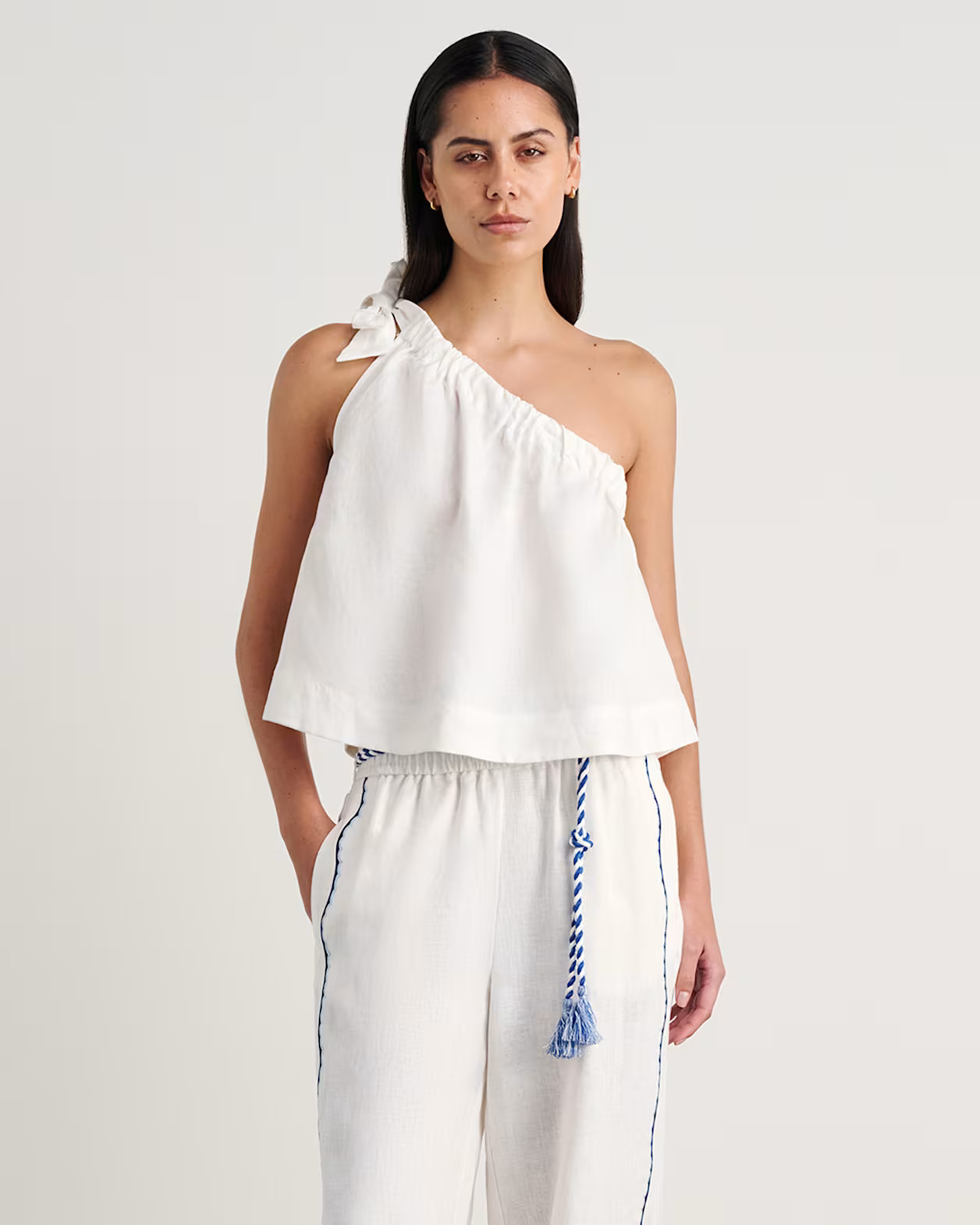 Ariel One Shoulder Linen Top | JAG (Australia & New Zealand)