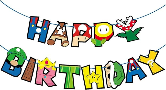 Game Bro Birthday Banner, Cartoon Theme Party Supplies, Video Game Theme Birthdays and Adventures... | Amazon (US)