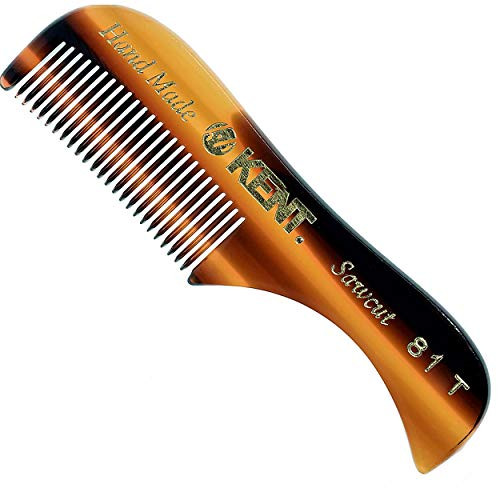 KENT 81T Handmade Beard and Mustache Comb, extra small fine tooth cellulose acetate comb made in England