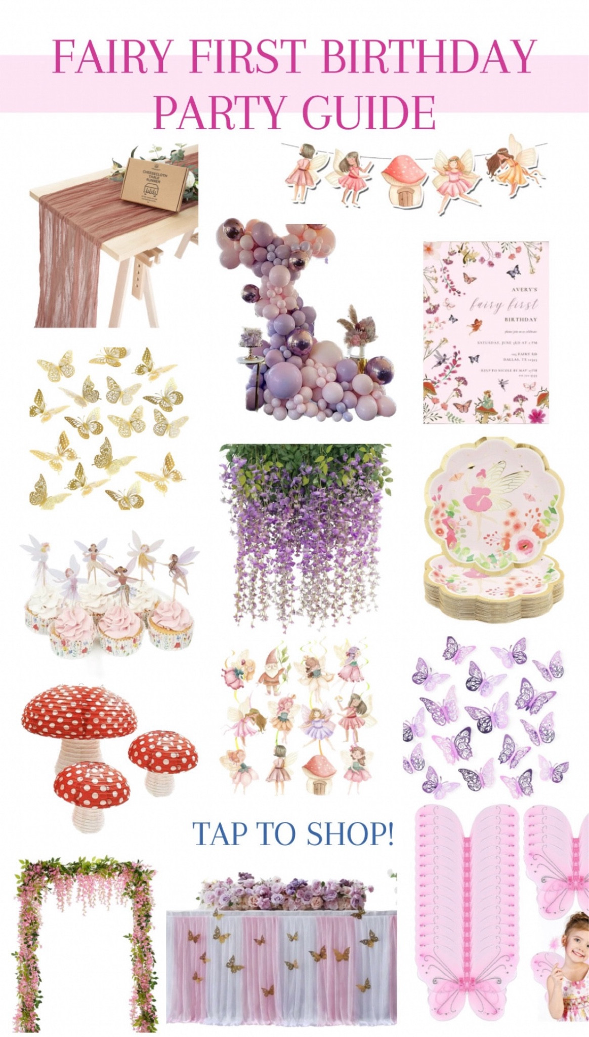 Fairy themed party guide and decorations!🧚‍♀️🦋 #fairythemedpartydecor #fairypartydecor #fairyfirstbirthday #amazonpartydecor #etsypartydecor #fairyparty #enchantedmagicalgarden #butterflyparty 

#LTKFindsUnder50 #LTKParties #LTKKids