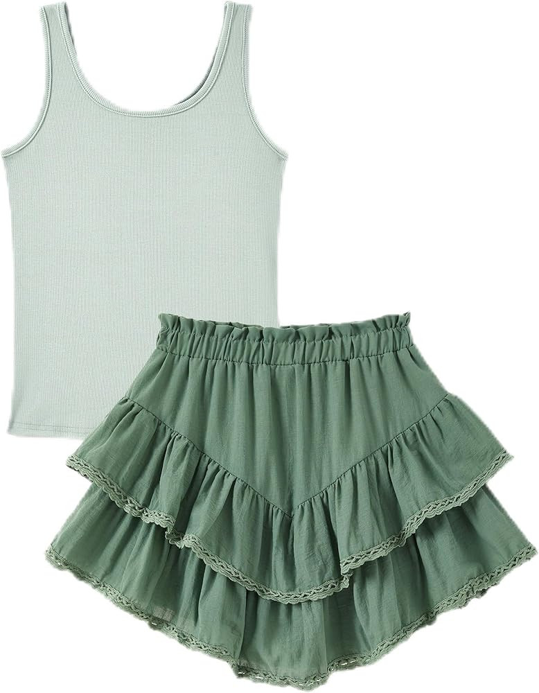 PATPAT Girls Trendy Clothes 6-14 Years Sleeveless Crop Tops and Skirts 2 Piece Outfits Teen Girl ... | Amazon (US)