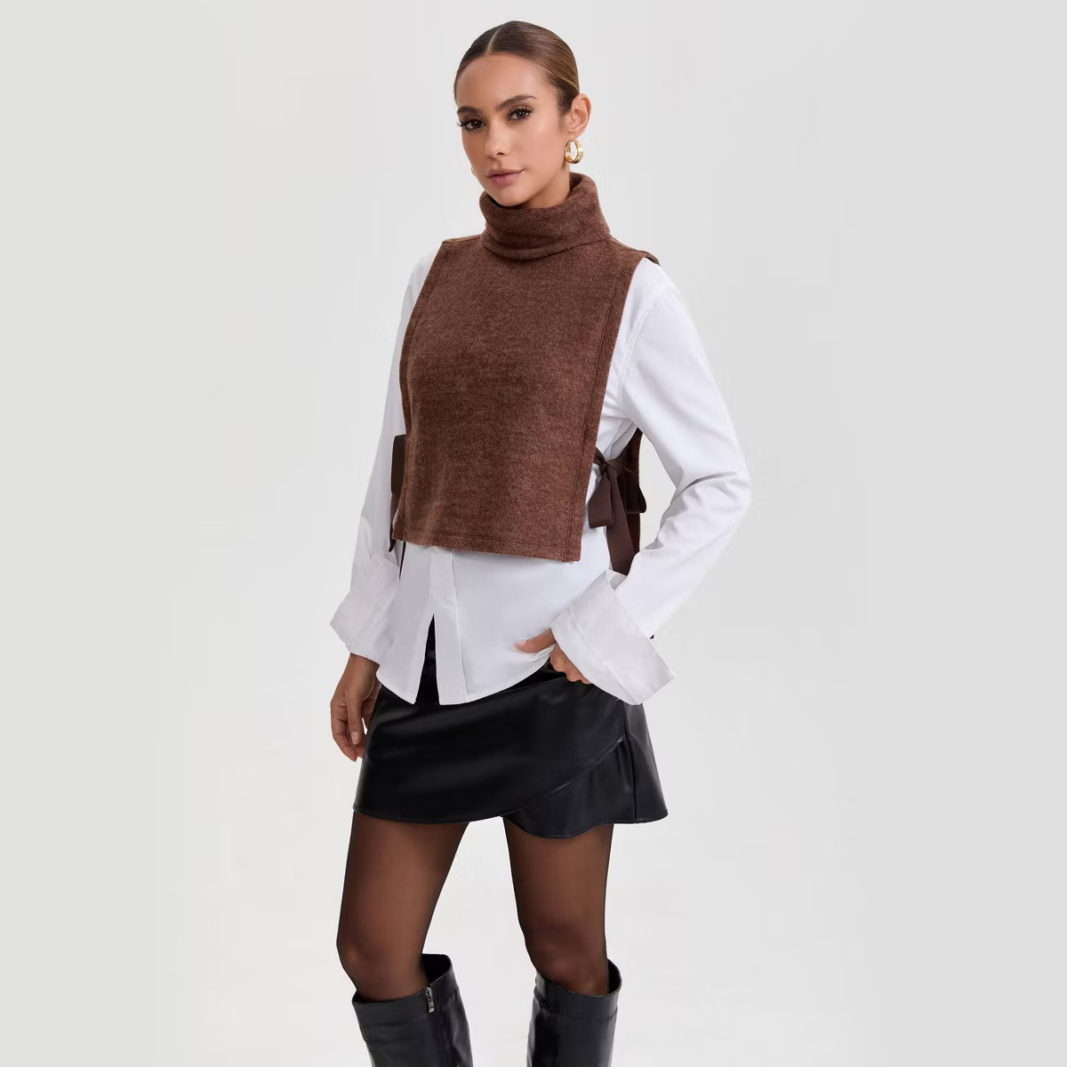 Women's Side-Tie Sweater Knit Vest - A New Day™ Brown | Target