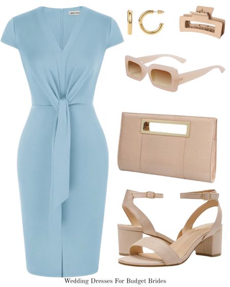 Wedding guest outfit idea for a casual to semi-formal daytime wedding. 

#springdress #weddingguestdress    
#springoutfit #semiformaldress #neutralblockheels

#LTKwedding #LTKstyletip #LTKSeasonal