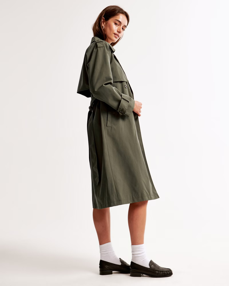 Classic Long Trench Coat | Abercrombie & Fitch (UK)