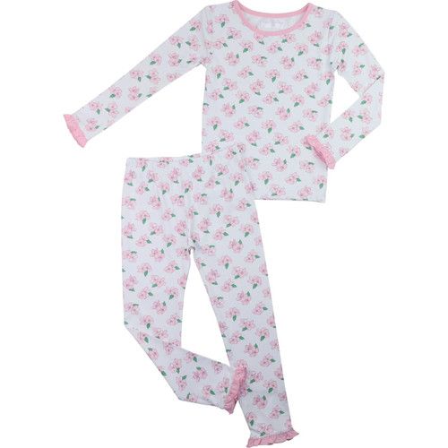 Pink Magnolia Print Knit Pajamas | Cecil and Lou