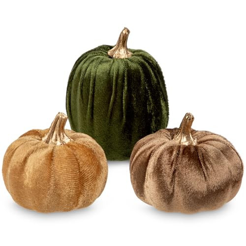 Artificial Velvet Pumpkins Fall Decor - 3 PCS Faux Fabric Foam Mini Pink Pumpkins DIY Decorative for Autumn Harvest Table Centerpieces Farmhouse Halloween Thanksgiving Wedding Home Decorations | Amazon (US)
