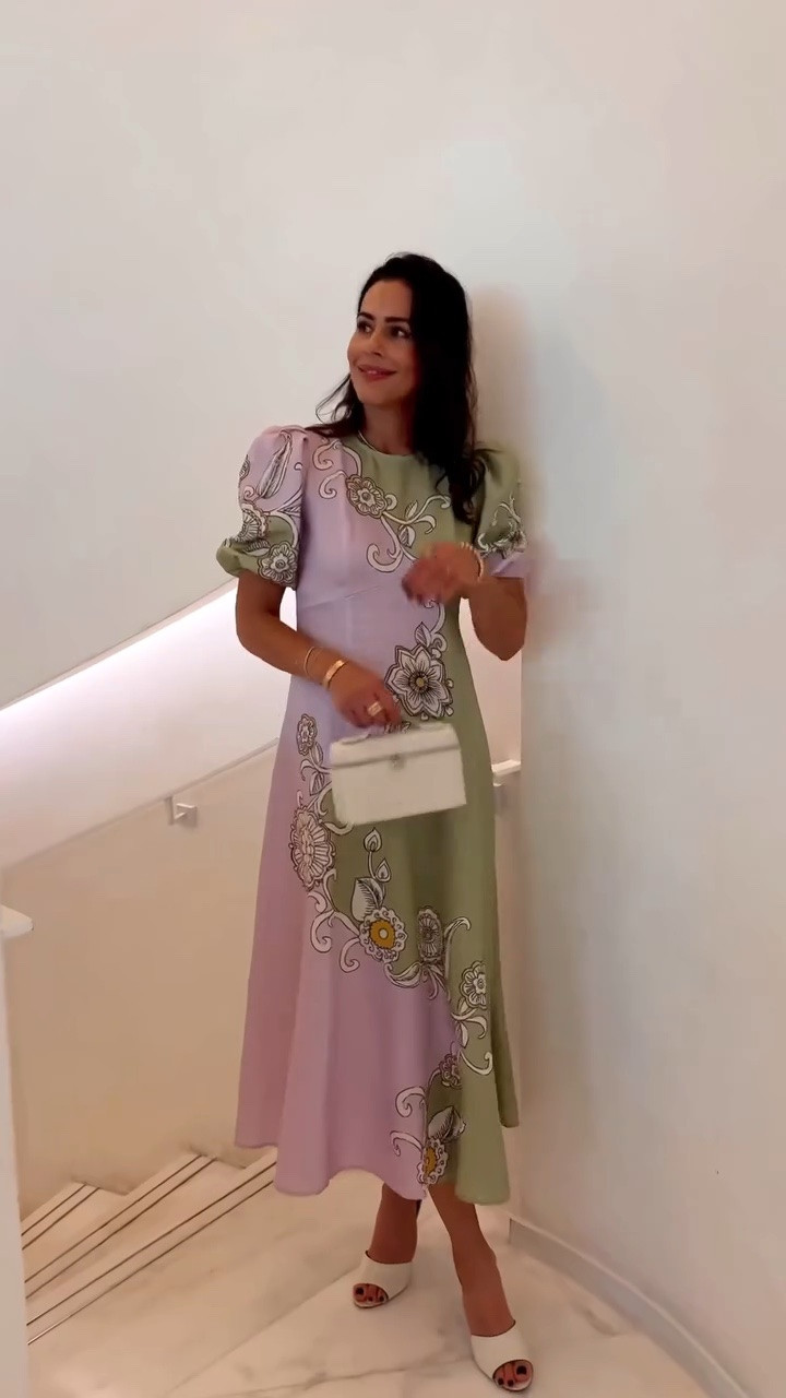 Summer dressing at its best ☀️✨ This linen midi dress is one of those timeless pieces you’ll reach for year after year. The beautiful print, flattering fit, and soft color palette make it perfect for everything from vacation dinners to summer events. I love the feminine details—the puff sleeves, classic midi silhouette, and effortless elegance that makes getting dressed so easy.

A dress that looks just as chic with sandals during the day as it does dressed up for dinner at sunset. 
Try my designer handbags for 1 month free with my discount code: DianaCarolina 
#VacationOutfits #BeachGetaway #ResortWear

#LTKootd #LTKTravel #LTKgrwm