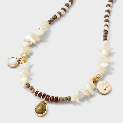 Puka Bead Charm Necklace - Universal Thread™ Gold/White | Target