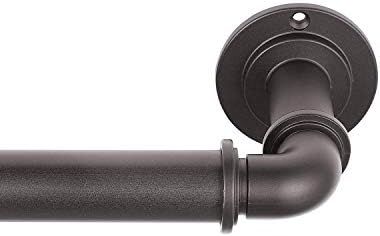 MODE Industrial Room Darkening Decorative Curtain Rod Set - 72 to 144 in, Dark Brown | Amazon (US)