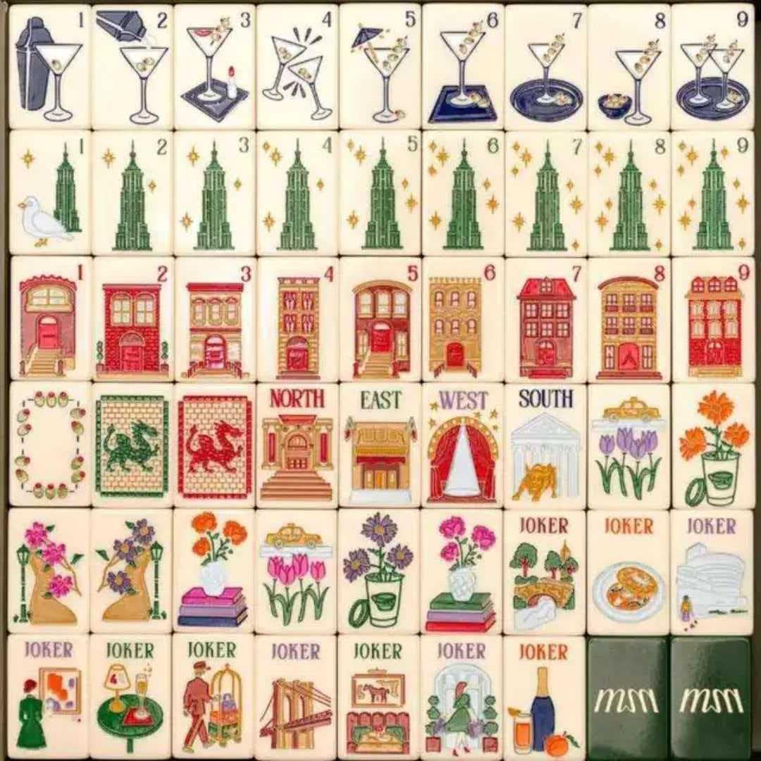 Size 32 / Size 36 Halloween Series Mahjong Set (160 Tiles), Home Use & Gift Hand-Shuffle Mahjong (Size 36 Green - NYC Empire State Building) | Amazon (US)