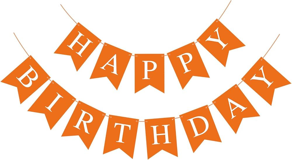 Orange Birthday Banner Sign Happy Birthday Bunting Banner Garland for Kids Girl Woman Tea Party D... | Amazon (US)