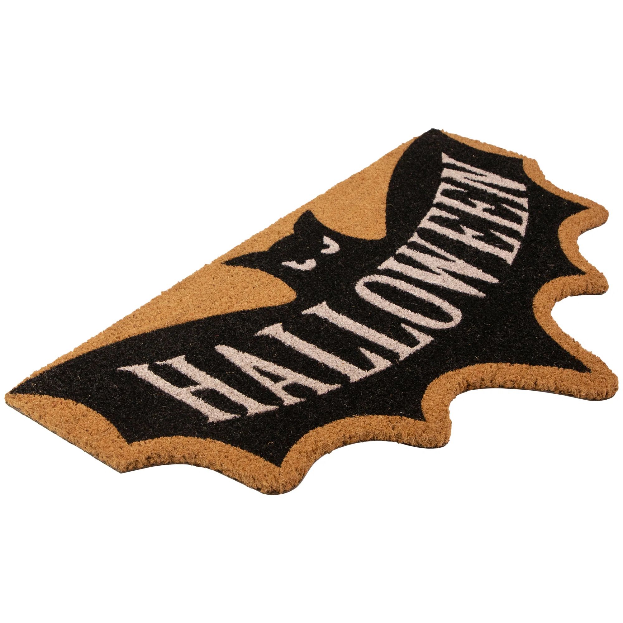 Natural Coir "Halloween" Bat Shaped Doormat 18" x 30" | Wayfair North America