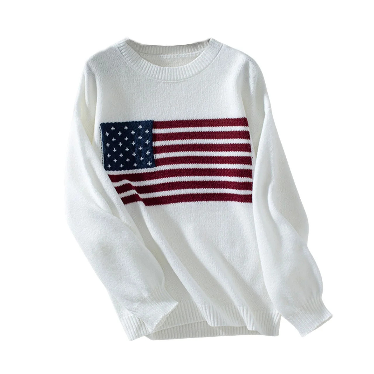 BXINGOHAI Womens American Flag Sweaters Trendy Long Sleeve Pullover Tops Casual Crewneck Knitted ... | Walmart (US)