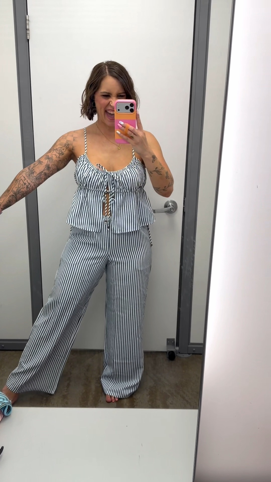 Love the stripes and the bow details. I’m wearing a medium for more room in the pants for my thighs and booty 🤭.

#LTKootd #LTKSeasonal #LTKTravel
