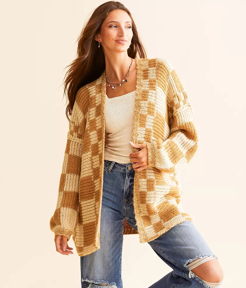 Checker Oversized Cardigan Sweater | Buckle