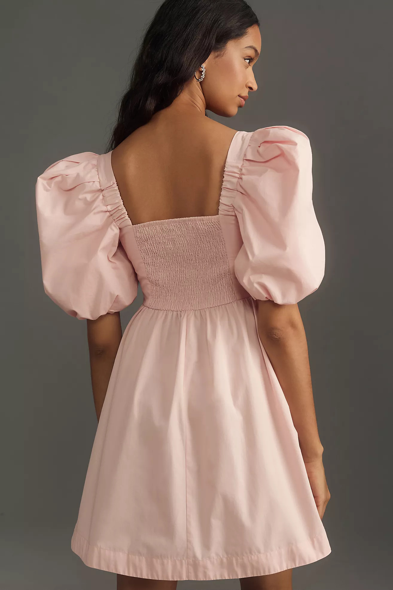 Maeve Puff-Sleeve Square-Neck Mini Dress | Anthropologie (US)