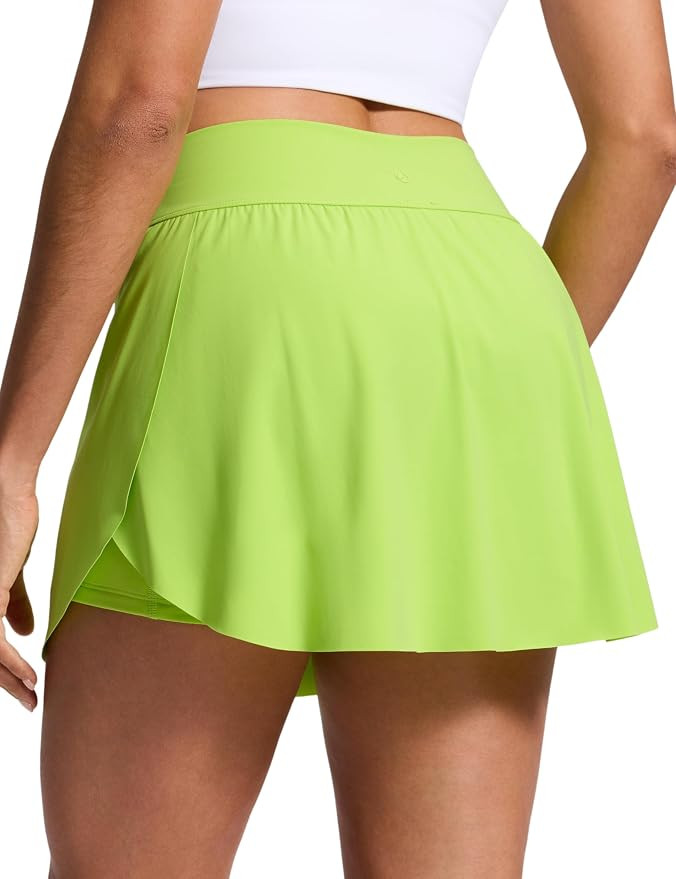 CRZ YOGA High Waisted Side Slit Tennis Skirts | Built-in Shorts with Pockets, Smooth Drape, Runni... | Amazon (US)