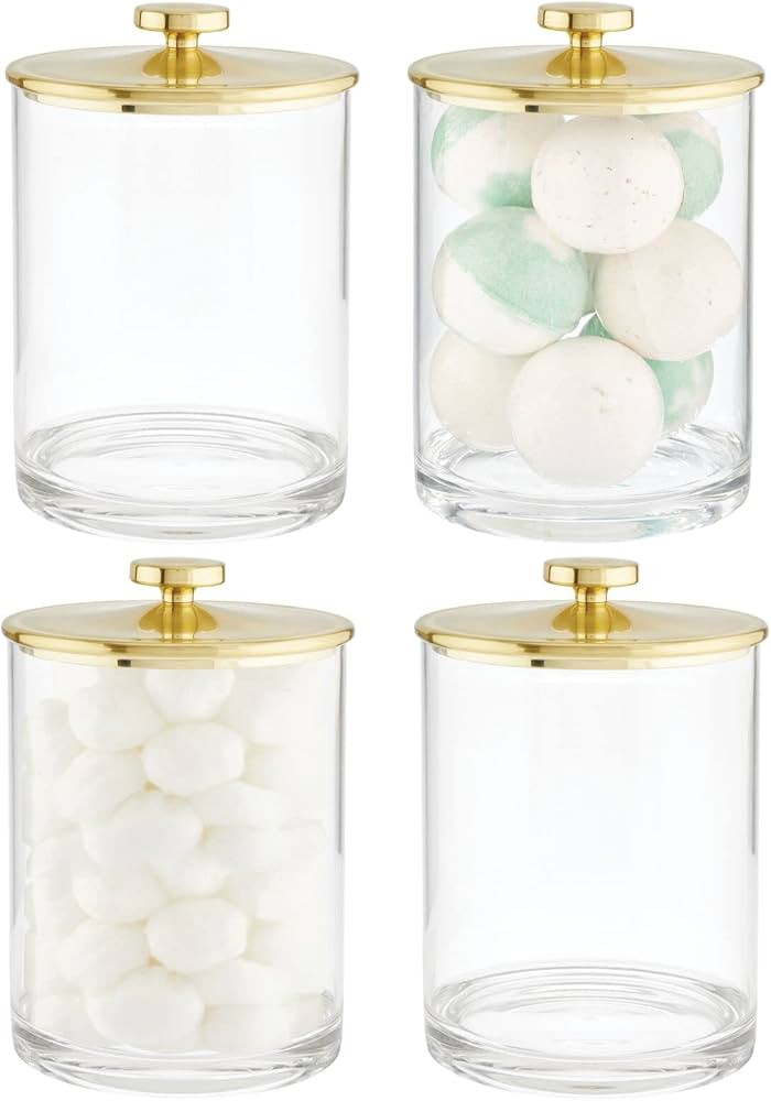 mDesign Large Modern Apothecary Storage Organizer Canister Jars - Plastic Containers for Bathroom, O | Amazon (US)