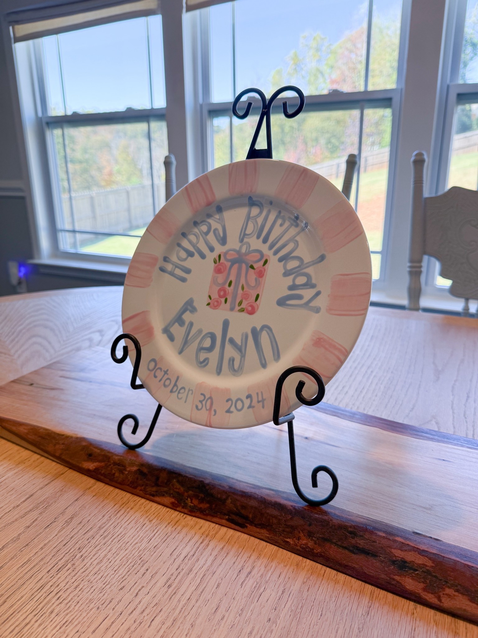 Baby first birthday keepsake cake plate. Hand painted keepsake plates  