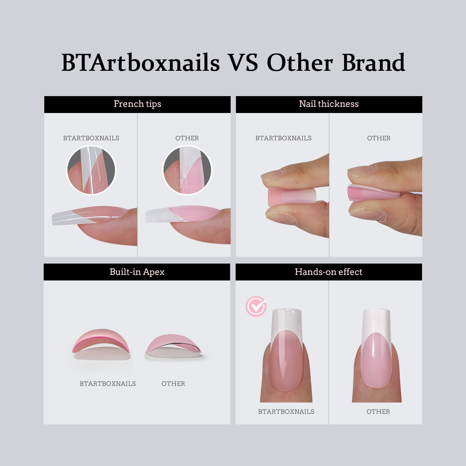 BTArtboxnails French Gel Nail Tips - French Tip Press on Nails Brown Extra Short Almond XCOATTIPS... | Amazon (US)