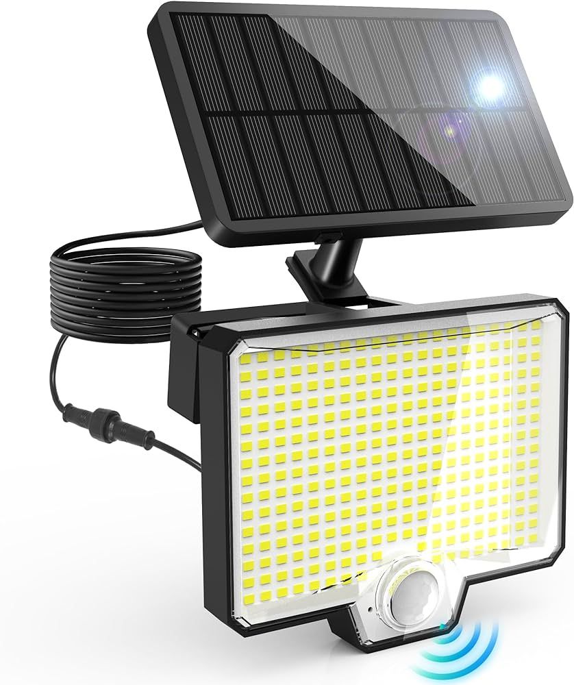 COOZAMING 294 LED 3 Modes Solar Motion Sensor Outdoor Lights, 2600Lm Solar Flood Lights, IP67 Wat... | Amazon (US)