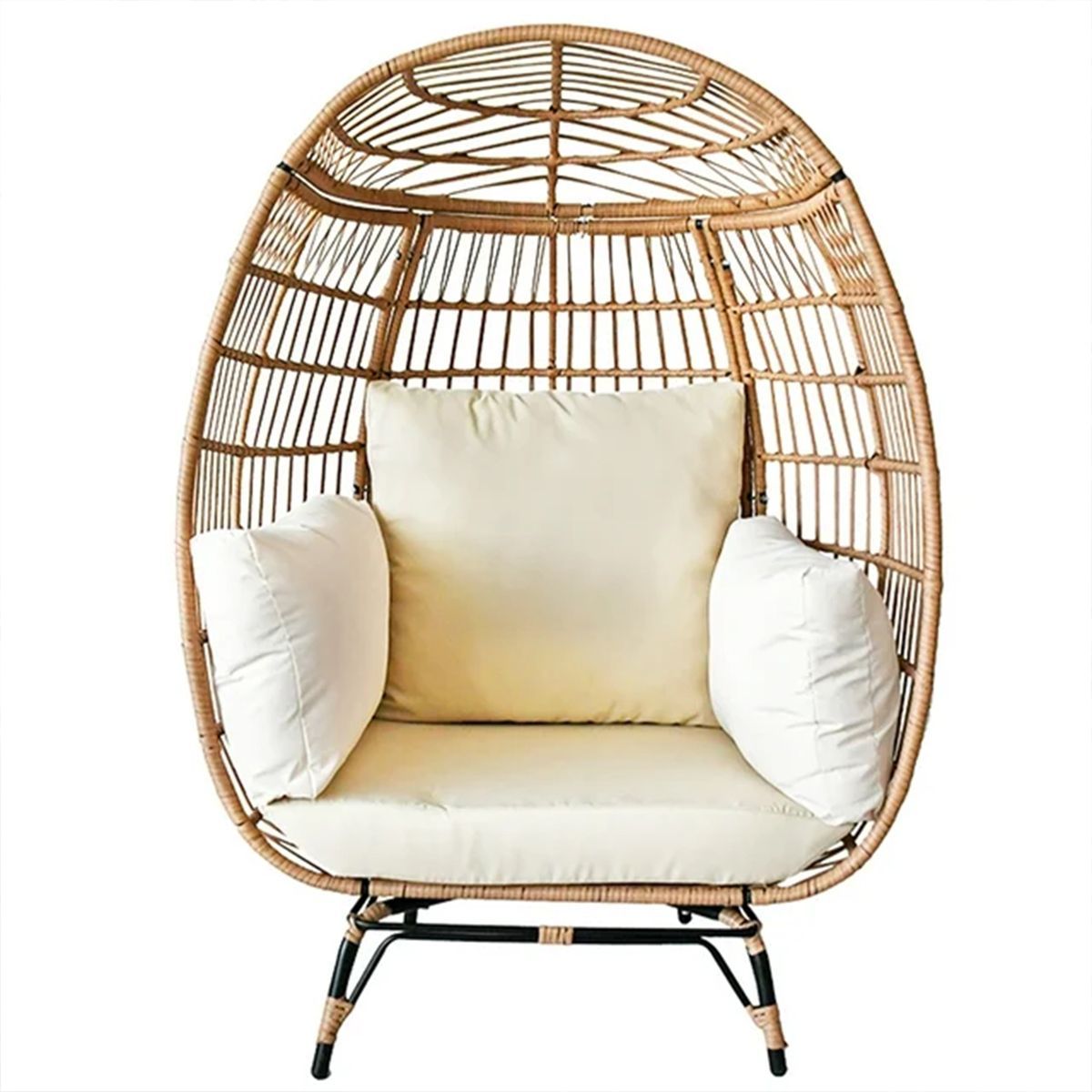 SKONYON Wicker Egg Chair Oversized Indoor Outdoor Patio Lounger with Steel Frame, 440lb Capacity | Target