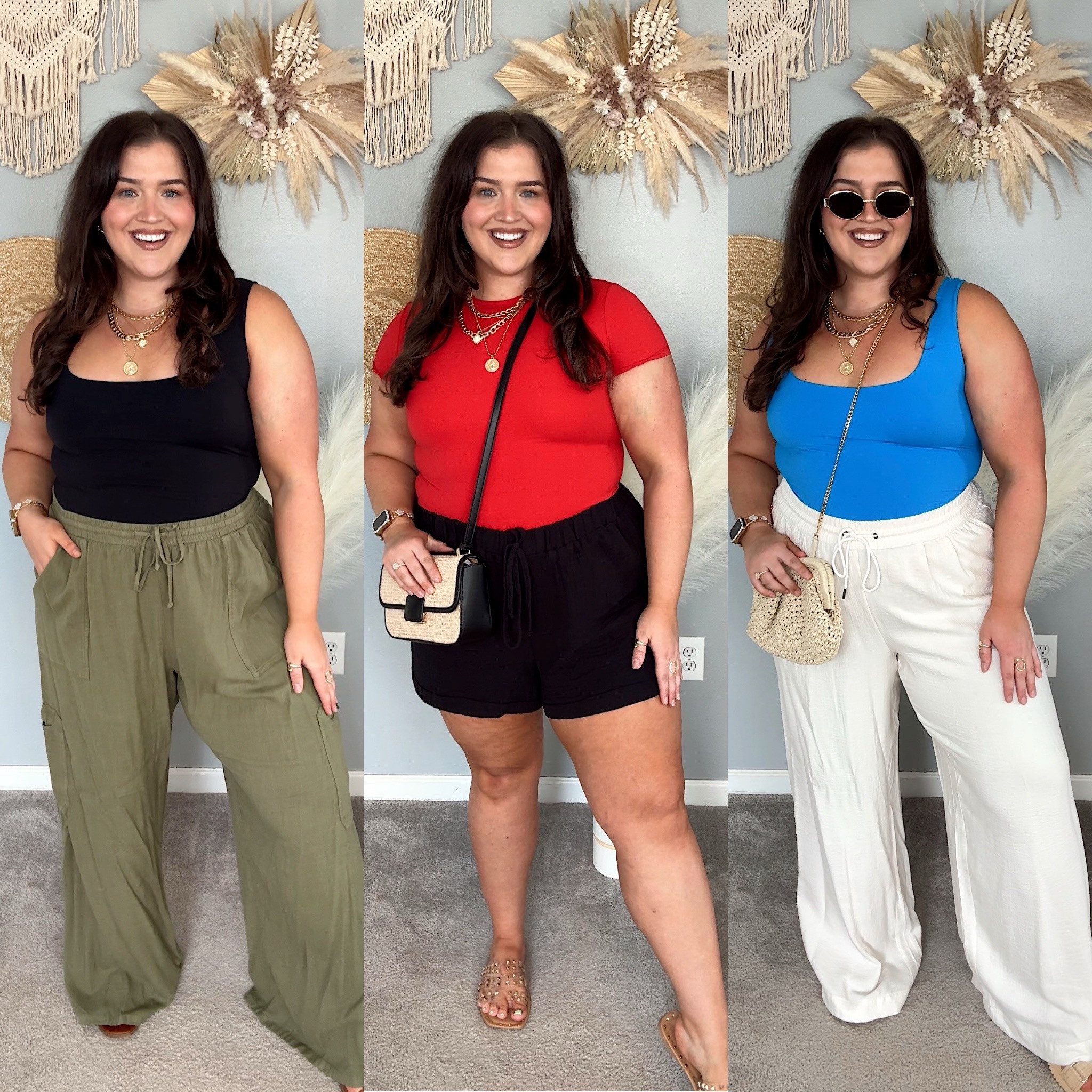 Summer casual non-denim outfits ☀️ Everyday style, comfy outfits, linen pants, shorts 
All tanks + tees size XL 
Green pants: XXL 
Black shorts: 3X 
White pants: XXL

#LTKPlusSize #LTKStyleTip #LTKSaleAlert