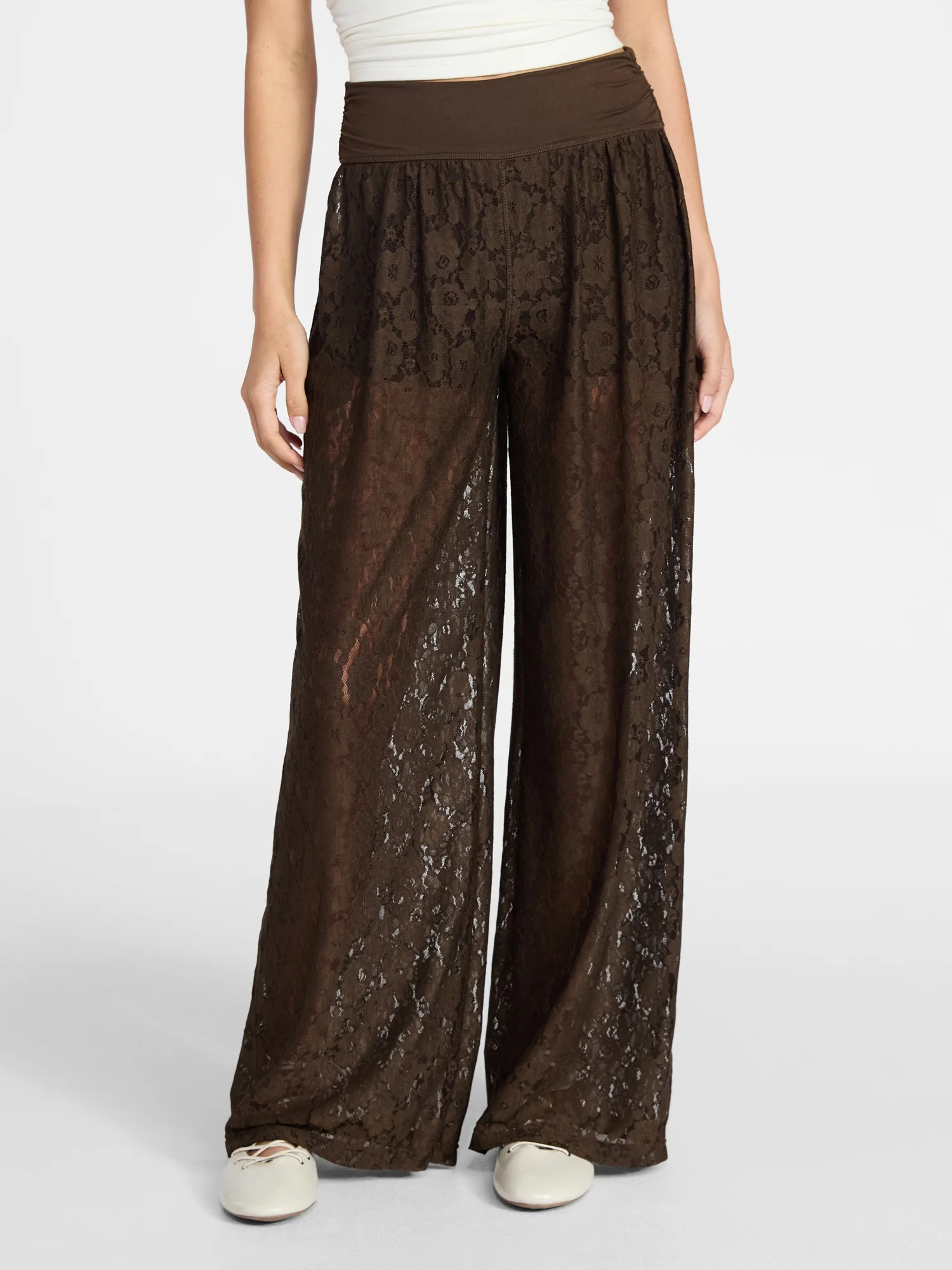 No Boundaries Lace Knit Wide Leg Pant, Women's | Walmart (US)