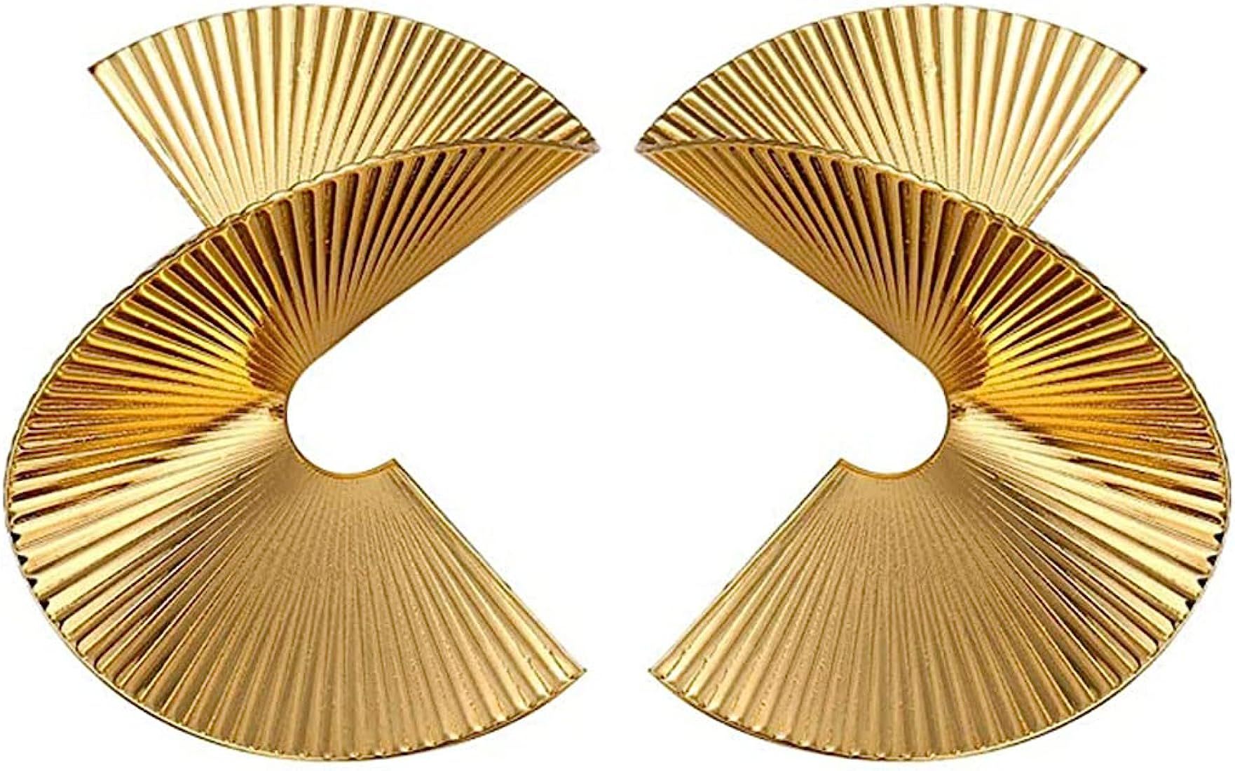 Bmadge Gold Geometric Earrings Exaggerated Statement Earrings Punk Stylish Sectored Twisted Earri... | Amazon (US)