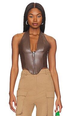 Miaou Mara Corset in Brown Leather from Revolve.com | Revolve Clothing (Global)
