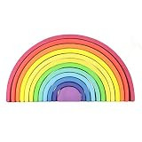 Stacking rainbow toy Extra Large 12 Pcs Bright Stacker rainbow Montessori Open ended play toys Holid | Amazon (US)