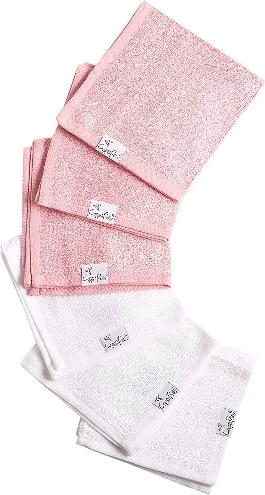 Copper Pearl 6 Ultra Soft Baby Bath Washcloths Premium Large Soft Darling (Pink/White) 11" x 11" ... | Amazon (US)
