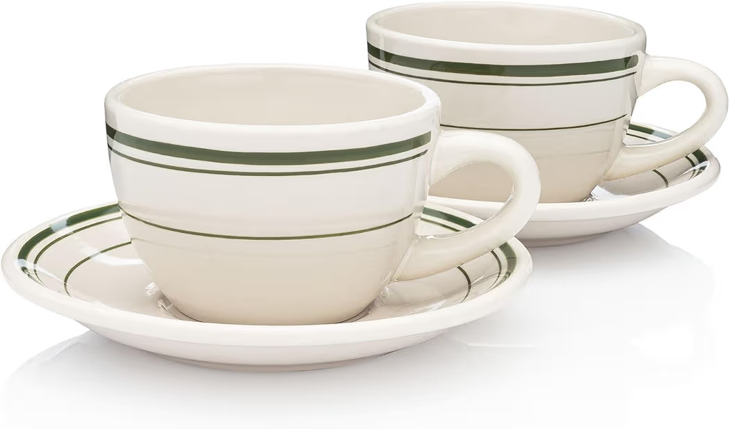 HISTORY COMPANY Original Classic Jersey Diner Coffee Cup and Saucer, Two 2-Piece Sets (Gift Box C... | Amazon (US)