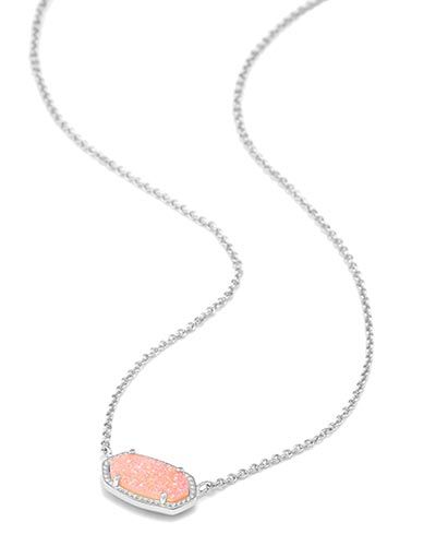 Elisa Silver Pendant Necklace in Light Pink Drusy | Kendra Scott
