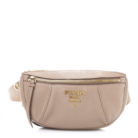PRADA Vitello Daino Belt Bag Cammeo | Fashionphile