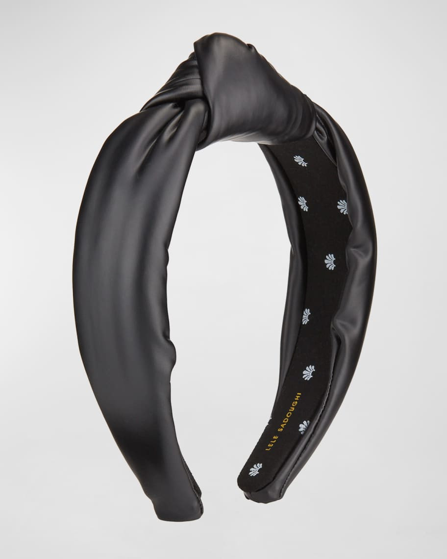 Matte Faux Leather Knotted Headband | Neiman Marcus