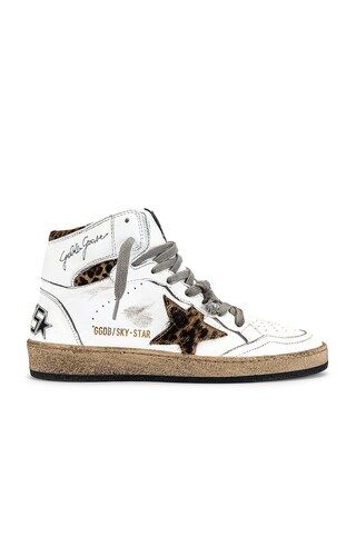 Golden Goose Sky Star Sneaker in White, Beige Brown, & Black Leo from Revolve.com | Revolve Clothing (Global)