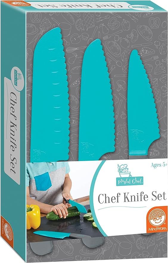 Playful Chef: Safety Knife Set for Kids – 3 Knives Plastic Blades with Serrated Edges – Real ... | Amazon (US)