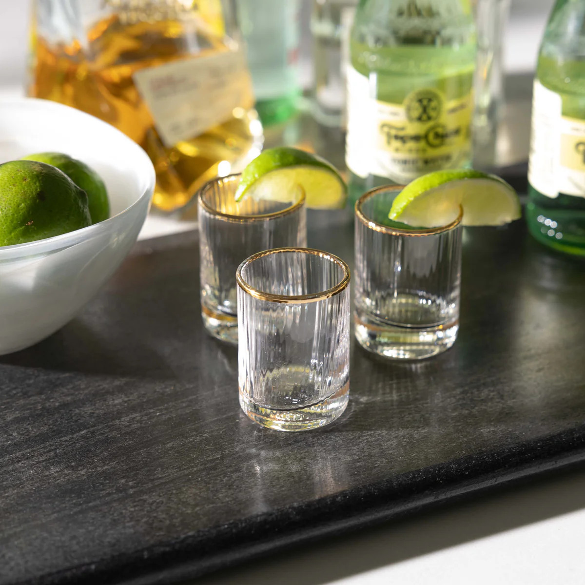 Optic Shot Glass Set w/ Gold Rim | Modern Locke