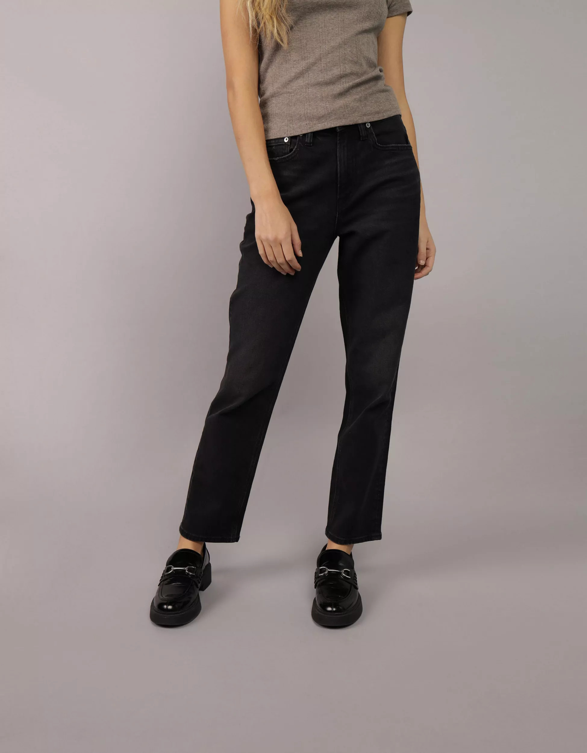 AE Stretch Super High-Waisted Ankle Straight Jean | American Eagle Outfitters (US & CA)