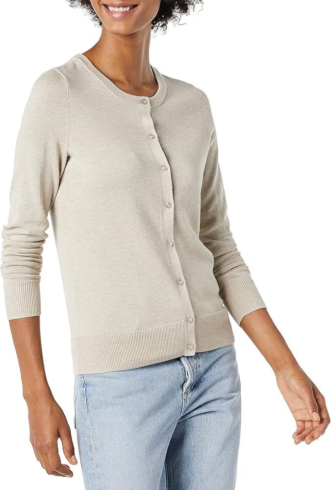 Amazon Essentials Women's Lightweight Crewneck Cardigan Sweater (Available in Plus Size) | Amazon (US)