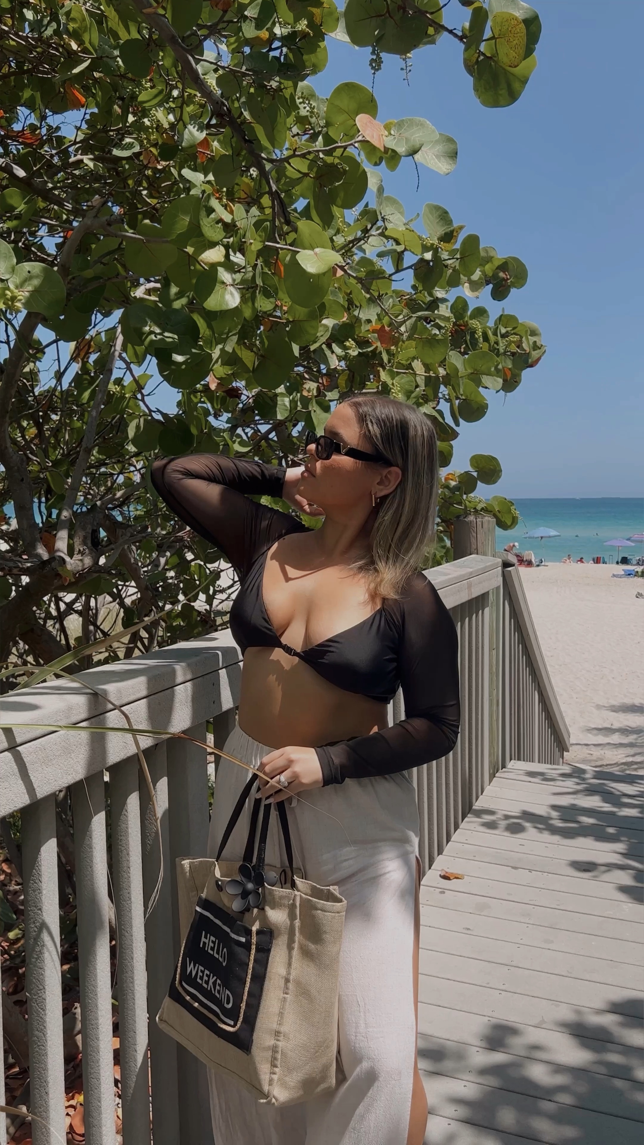 Beach outfit of the day 🐚🏖️
 
- Black Long Sleeve Bikini 
- Linen wide leg slit pants 
- Graphic weekend tote bag 

#summerbikini #blackbikini #bikinitrends #amazonbikini #summermusthave #beachseason #bikiniszn #bikiniseason #summeruniform #cutebikini #beachfashion #beachootd #beachessentials #vacationoutfits 

#LTKswim #LTKstyletip #LTKtravel