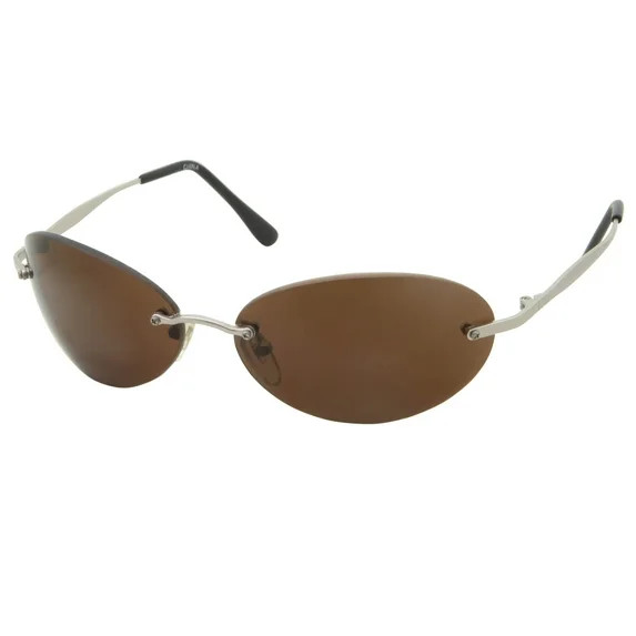 grinderPUNCH Rimless Matrix Morpheus NEO Type Oval Adult Costume Sunglasses for Mens, Brown | Walmart (US)