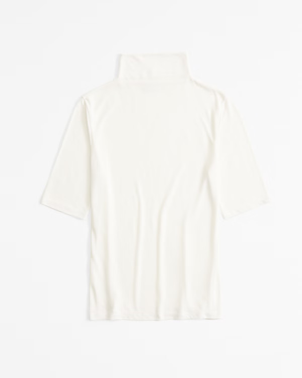 Half-Sleeve Sheer Jersey Mockneck Top | Abercrombie & Fitch (US)