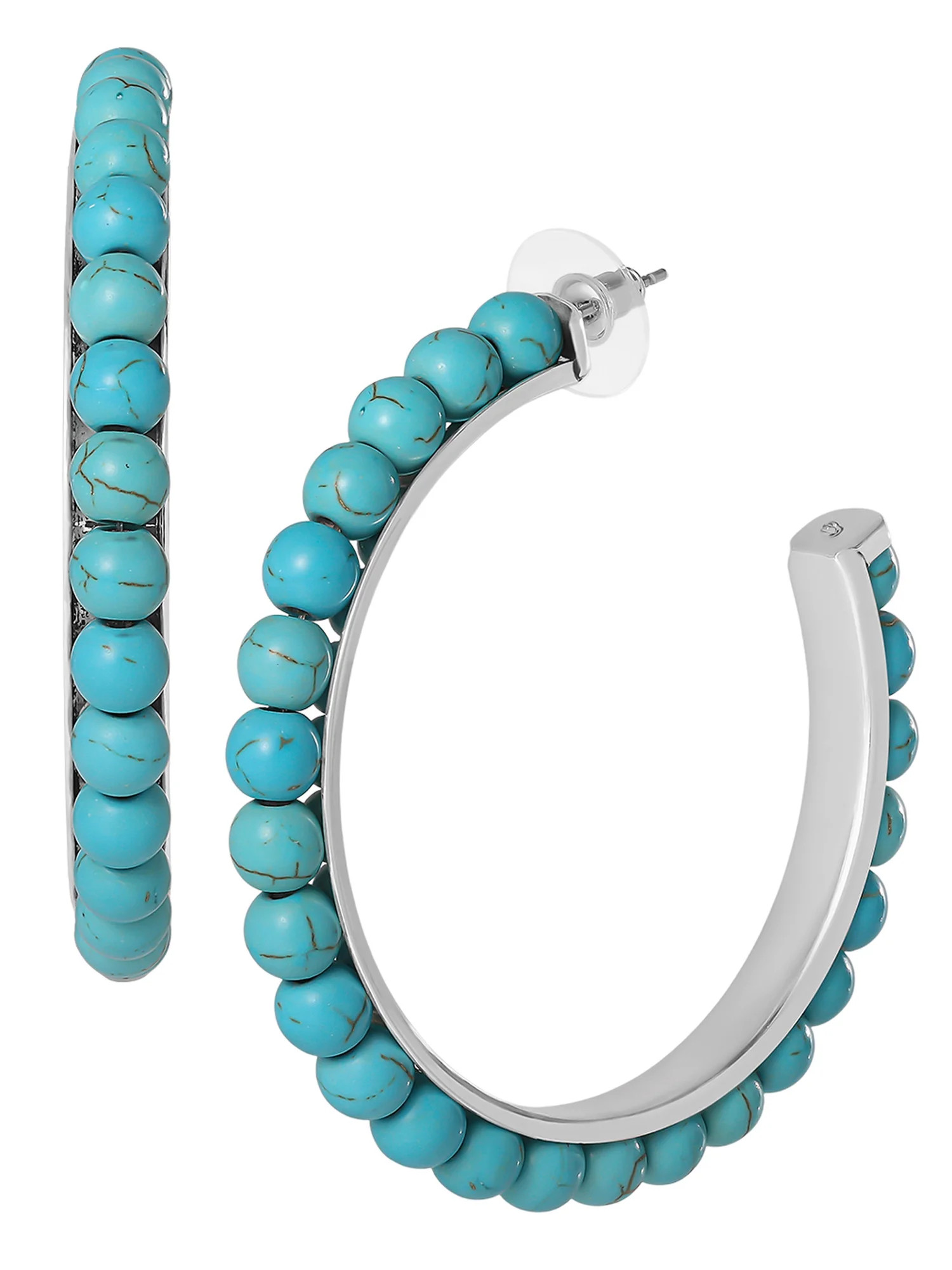 Jessica Simpson Faux Turquoise Half Hoop Earrings | Walmart (US)