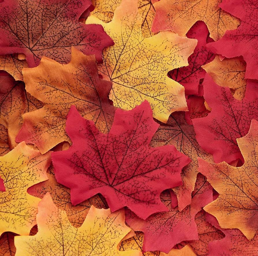 Moon Boat 1100PCS Fall Artificial Maple Leaves Thanksgiving Autumn Leaf Wedding Party Table Decor... | Amazon (US)