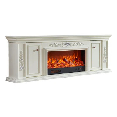 European-style solid wood electric simulated fire heating fireplace | Wayfair North America