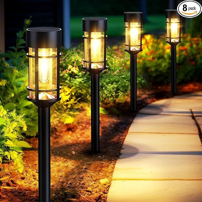 Mancra Solar Pathway Lights, 8 Pack LED Solar Lights Outdoor Waterproof, Glass Metal Garden Light... | Amazon (US)