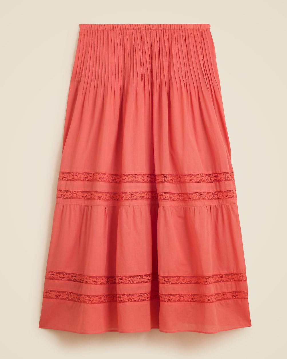Lace-trim pintuck skirt | J. Crew US