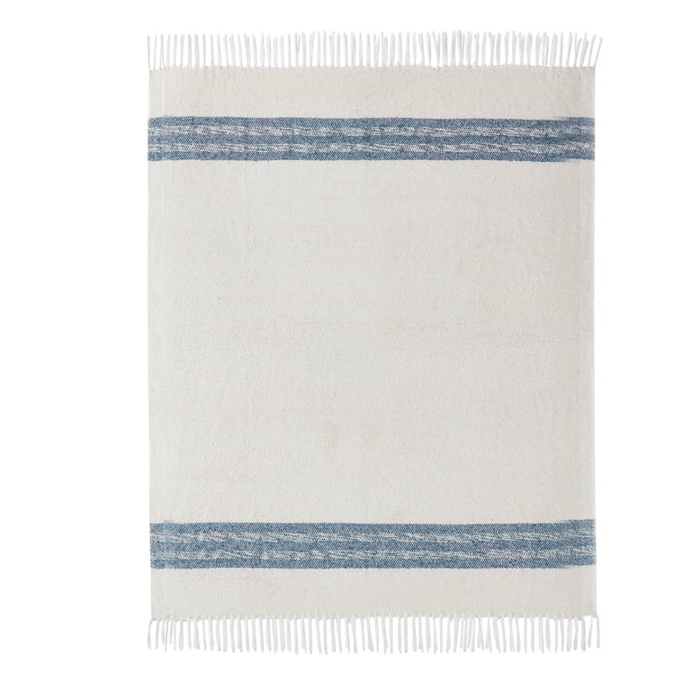 My Texas House Taylor Ivory/Navy Stripe Cotton-Rich Throw, 50" x 60" - Walmart.com | Walmart (US)